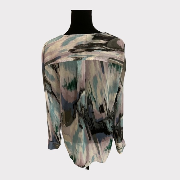 DKNY Printed Surplice Wrap Blouse Womens Medium - Picture 4 of 8